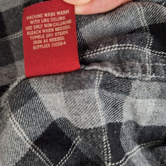 Arizona Jean Co Mens Black Gray Plaid Flannel Button Up Shirt XL - Picture 6 of 6